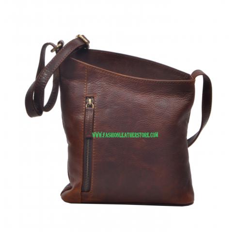 Leather Bag For Women's Buffalohide Genuine Leather Mini Purse Small Cross body Shoulder Bag Brown